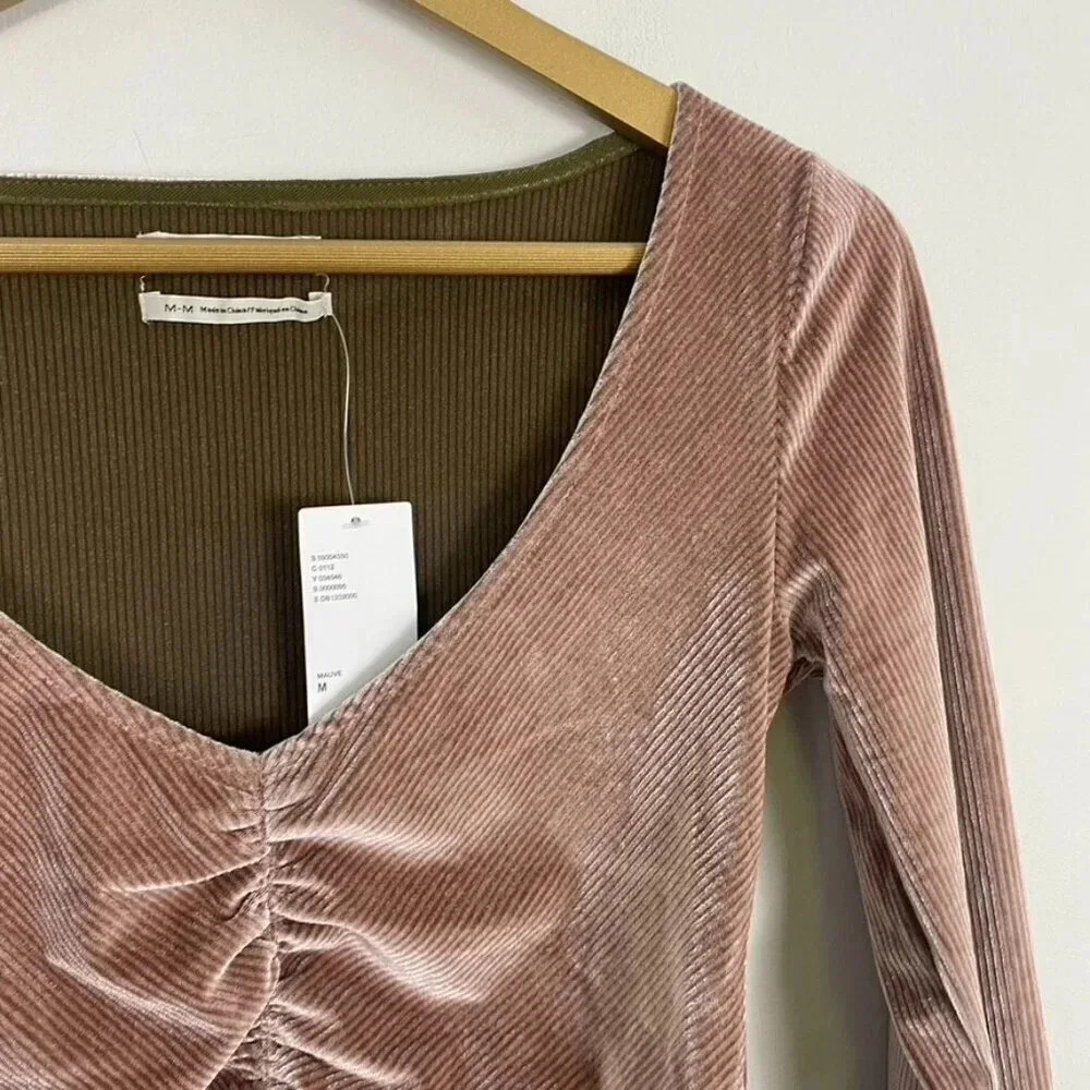 NWT Urban Outfitters Pink Velvet Crop Top - Picture 5 of 13